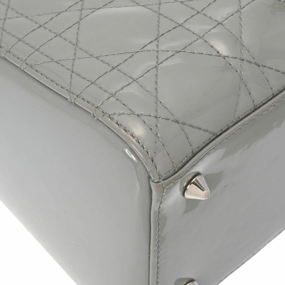 CHRISTIAN DIOR Lady Gray Enamel Handbag - Picture 5 of 9